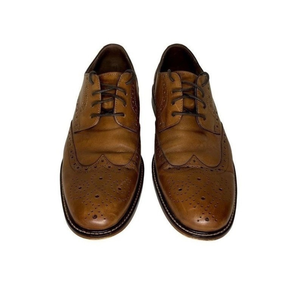 Joseph Abboud Mens Tan Italian Leather Wingtip Oxford Dress Shoes 9.5 40G4R00003 - Picture 2 of 10